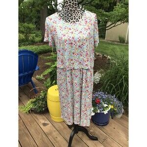 J. Jill Women's Dress Floral Ditsy Size M Stretch Rayon Spandex Short Sleeve EUC